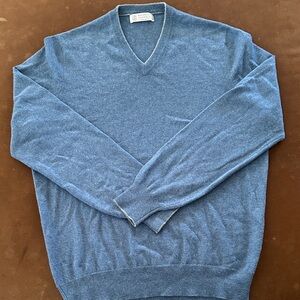 Brunello Cucinelli Men's Blue V-Neck Cashmere Sweater